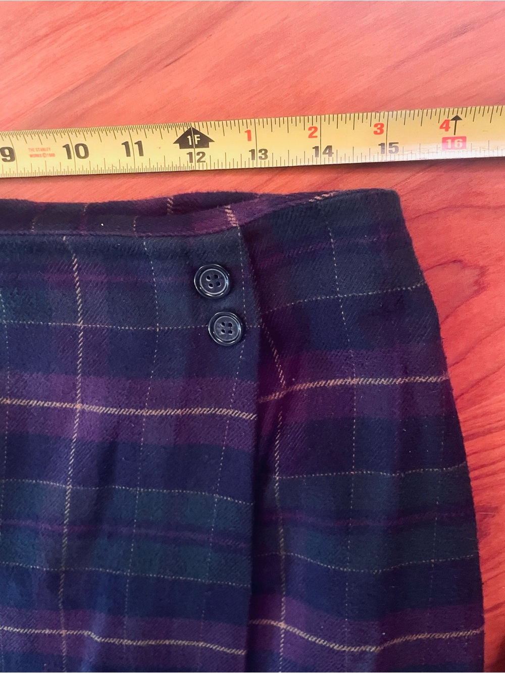 VTG Talbots Long Faux Wrap Skirt Green Purple Plaid Flannel Maxi sz 12 - Picture 12 of 14